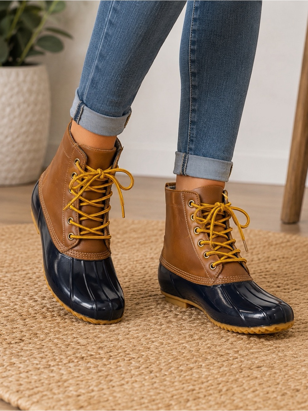 Bass Women’s Two-Tone Duck waterproof Boots - Tan & Navy